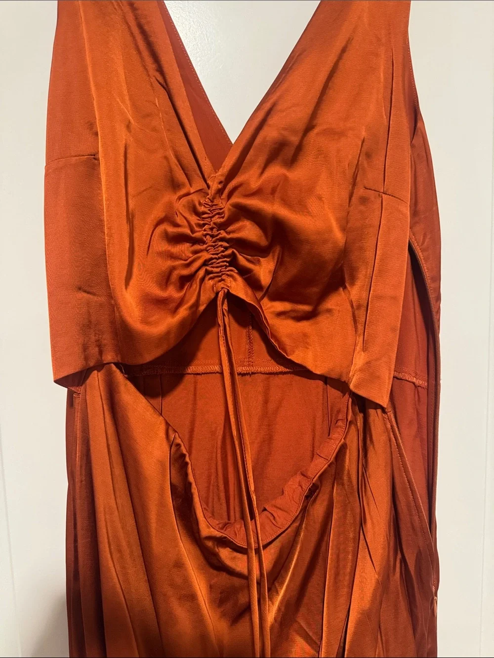 Abercrombie & Fitch Burnt Orange Satin Maxi Dress